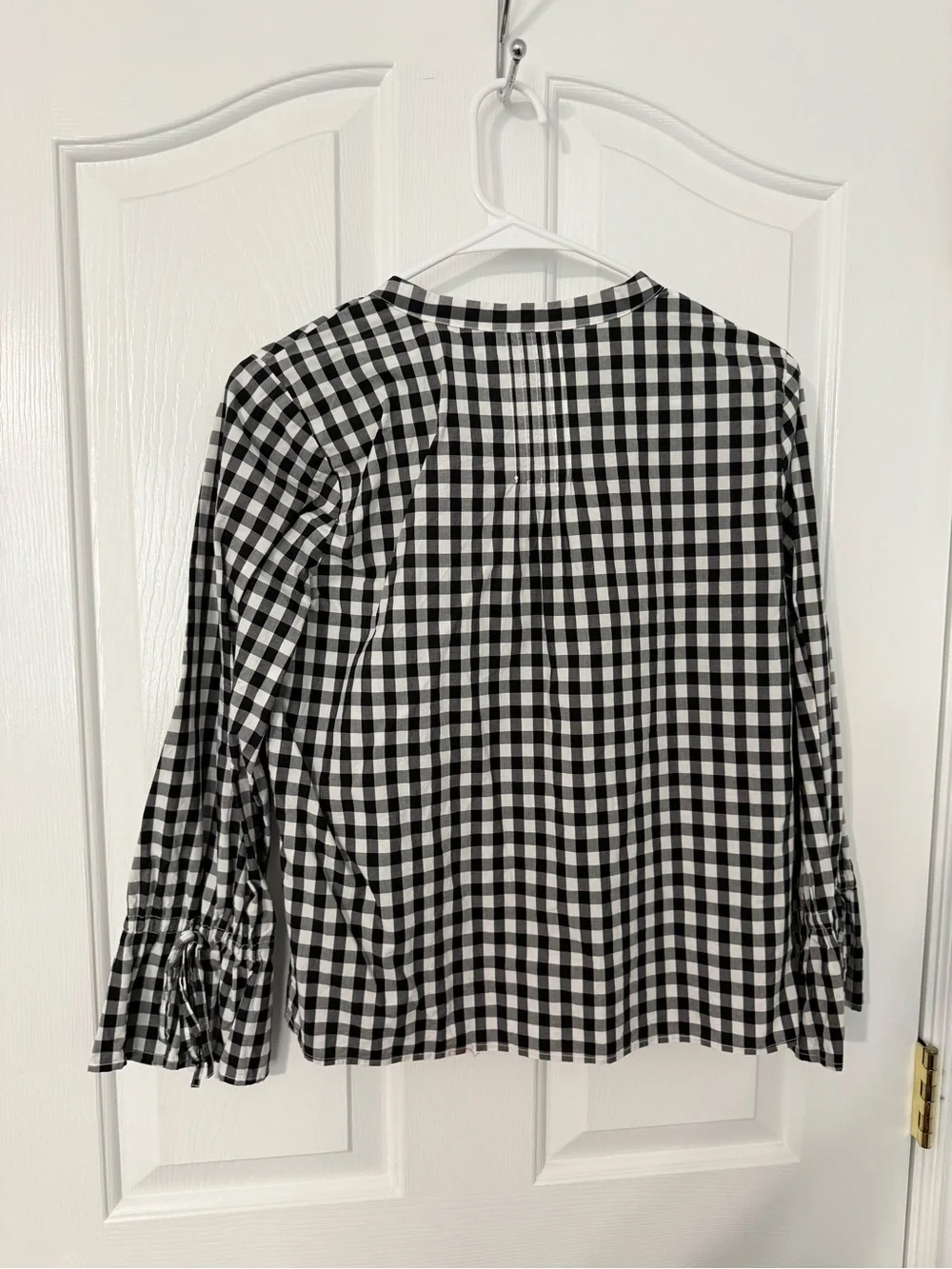 J. Crew Black & White Gingham Button-Front Women's Top petite s